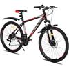 Hiland 26/27,5 pollici, mountain bike da uomo e da donna, telaio in alluminio e ruote a raggi con freni a disco, bianco/nero e rosso/nero e arancione