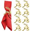 ACTOYS Portatovaglioli Natalizi 8 Pezzi Renne Porta Tovaglioli Natale, Ferma Tovaglioli Natalizi, Anelli di Porta Tovagliolo, Portatovaglioli oro, Addobbi Tavola Natalizia, Capodanno