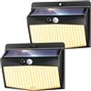 nipify nifipy Luce Solare LED Esterno, 168LED Faretto LED da Esterno con Sensore di Movimento, IP65 Impermeabile Lampada Solare da Esterno, 3 Modos Luci Solari da Giardino, Garage, Parete-2 Pezzi