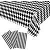POPOYU 3 tovaglie a quadri, 130 x 230 cm, a scacchi bianchi e neri, usa e getta, tovaglie rettangolari in plastica per feste, matrimoni, feste di compleanno