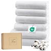 Ferò Set Asciugamani Bagno Grandi di Lusso 6 Pezzi, OEKO-TEX 100% Cotone Premium, 550 g/m², Ultra Morbido e Assorbente, 2 Asciugamani Doccia 70x140, 4 Asciugamani Viso 50x100, Bianco