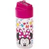 p:os 24651049 Disney Minnie Mouse plastica per Bambini, Borraccia Rosa con Cannuccia Integrata, capacità Circa 430 ml, Colore