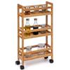 WELL HOME MOBILIARIO & DECORACIÓN Well Home - Carrello ausiliario in bambù con ruote, 36 x 15 x 74,5 cm, 3 livelli, ideale per cucina, bagno e ufficio, salvaspazio