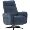 KONTE.DESIGN Poltrona reclinabile elettrica OSLO in tessuto blu e base in metallo nero