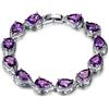 GULICX-larme, braccialetto da donna, catena, argento, con Swarovski, stile alla moda, 18,5 cm, placcato oro bianco, bijoux romantico, rame, colore: Violet, cod. L174f