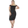 Trendyol Midi off-Shoulder Fitted Plus Size Dress Vestito, Nero, 3XL Donna