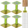 mimzemamz Supporti Regolabili Pavimento 100-130 mm, 4 Pezzi Supporti per Pali Rialzati in Acciaio Zincato, Base di Appoggio a Terra per Recinzioni, Pensiline, Terrazze, Carport, Pergole, Pergolati