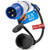 feletec Adattatore CEE da spina a presa Schuko, 35 cm, cavo di alimentazione da campeggio, IP44, prolunga da campeggio, H07RN-F 3G2,5, adattatore da 16 A