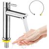 XCRPRT Rubinetto per acqua fredda in acciaio inox, rubinetto per lavabo, acqua fredda, miscelatore monocomando con tubo di collegamento da 60 cm, per ospiti, WC, bagno e cucina