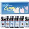 AESHORY Pulito Oli Essenziali per Diffusori 6 x 10ML, Set di Olio Essenziale per Aromaterapia - Fresco Inarrestabile, Lino Fresco, Cotone Fresh, Eucalipto & Menta Verde, Bucato Fatato