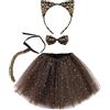 Spooktacular Creations 4 PC Costume per gatto con tutu, leopardo diadema, Guepardo dajarita, coda da ragazza, donna, accessorio per i costumi di Halloween