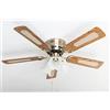 Pepeo Kisa Deluxe in Ottone Antico con Illuminazione Ventilatore da soffitto. 44 W, Quercia/Noce, 105 cm