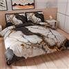 PETTI Artigiani Italiani - Set Copripiumino Matrimoniale 250x200 cm (2 Federe 50x80 cm Incluse), Parure Copripiumino Morbida Microfibra con Stampa Digitale Effetto Marmo Nero - Made in Italy