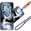 JEZSTHAI Custodia Compatibile con OPPO Reno6 Pro 5G Cover in Silicone TPU Morbido con Cordino/Laccio Tracolla Cellulare,Antiurto AntiGraffio Protettiva Bumper Case con Disegno Motivi,A08
