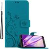 Cadorabo Custodia Libro per Motorola Moto E5 Plus in BLU FIORE - in Design di Fiore con Chiusura Magnetica, Funzione Stand e 3 Vani di Carte - Portafoglio Cover Case Wallet Book Etui Protezione