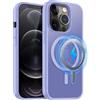 MOBESV Cover Magnetica per iPhone 12 PRO Max 6,7 Pollici, Custodia Compatibile con MagSafe, Cover Traslucida Opaca Posteriore Sottile Antiurto, Viola Chiaro