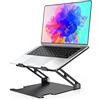 Glangeh Supporto PC Portatile Alluminio, Laptop Stand Multi-Angolo Regolabile Ergonomico, Porta PC Ventilato Raffreddamento Compatibile con MacBook Pro Air Tutti i Laptop 10-16, Nero