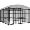 vidaXL Canile da Esterno con Tetto Robusta Sicura con Serratura Box Gabbia Protezione Recinzione per Cani 300x300x210 cm in Acciaio Zincato Nero