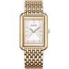 BURKER Olivia - Orologio da polso da donna quadrato, 29 mm, in acciaio inox, analogico, al quarzo, resistente all'acqua fino a 3 atm, regalo per lei, Oro bianco, 29 mm, Bracciale
