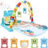 JIZZU Palestrina, Palestra Neonati, Con Pianoforte, Palestrina Neonato Legno Puzzle, Con Cinque Giocattoli, Palestrina Neonato Varie Modalità Musicali, Per Bambini Da 0 a 36 Mesi