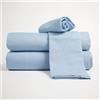 Corredocasa Lenzuola Completo 100% Cotone Percalle con 3 Volant Eleganti, Set Letto Matrimoniale Extra Qualità, Inclusi Federe in Cotone Morbido (Azzurro, Singolo)