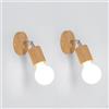 LIGKIN 2 Pezzi Applique da Parete in Legno Retrò Lampada da Parete Deco Spot da Parete 350° Rotante Illuminazione da Parete Industriale E27 Plafoniera Interna per Corridoio Camera da letto Scala