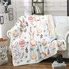 Homewish Coperta pelosa con coniglietto pasquale, graziosa coperta in pile per adolescenti e bambini, motivo animali kawaii, foglie floreali, coperta colorata in peluche, per ragazzi e ragazze, idea