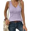 Zeagoo Canotta da Donna Estivo Scollo a V Camicetta Senza Maniche Casual Basic Capo Rigato e Bottoni Maglietta Tops Bleu Foncé S