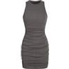 CIDER Abiti estivi da donna 2024 - Mini senza maniche in maglia increspata nera, Grigio, XL