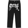 Generic Baggy Jeans da uomo Y2K con stampa Hip Hop Baggy gamba dritta jeans lavati vintage pantaloni larghi con scritta sul davanti, baggy Loose Fit nero pantaloni jeans pantaloni casual per ragazzi uomini,