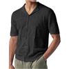 Beokeuioe Camicia da uomo a maniche corte, trasparente, a rete, sexy, per discoteca, per il tempo libero, Nero , L