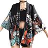 YM YOUMU Donne Giapponese Cappotto in Cardigan Kimono Yukata in Stile Giapponese Capispalla Vintage Top (Nero)