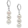 Treasure Bay Pendientes Elegantes de Perlas de Agua Dulce Hechos a Mano, Aros Colgantes Clásicos para Mujeres y Niñas en Blanco, Rosa, Gris, Negro, Púrpura (triplo bianco)