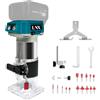 L1NXIXI Fresatrice a batteria per Makita da 18 V, 800 W, con motore senza spazzole, 30.000 giri/min, 6 velocità, 6,35 mm di diametro, 18 V di fresatura superiore con 15 frese da 1/4 (senza batteria)