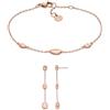 SKAGEN Bracciale e Orecchini da Donna Anja Pebbles in Acciaio Inossidabile Rosa Dorato, Set