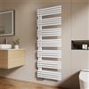 EMKE Scaldasalviette termoarredo a acqua calda per bagno, 1660 x 600 mm, Tubo rotondo Porta asciugamani, Scaldasalviette con attacchi laterali,Bianco 1075W