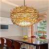 AHQX Luci Pendenti Tessuti Mano Rattan Rami E27 Altezza Lampada A Sospensione Regolabile in Personalità Creativa Ristoranti Di Legno Lampadari Café Ciondolo Bookshop Plafoniera Lampada,Wood color/60cm