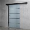 maimai Mai & Mai Porta Scorrevole in Vetro 102.5x215cm, Porta Scorrevole in Vetro Satinato 8mm in 5 Strisce con Binario e Maniglia Rotonda per Bagno Cucina Studio Ufficio, Nero, Amalfi-plus 11H