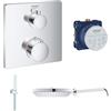 GROHE Set doccia ad incasso quadrato con miscelatore termostatico, braccio doccia, soffione, doccetta, cromo