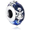 YaShuo Jewellery Charm in argento Sterling con perle di vetro di Murano per braccialetti Pandora, Argento sterling Cristallo Argento Sterling, Spirito blu