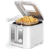 Aigostar Indra 30HEX - Friggitrice Elettrica, Capacità 2,5 L per 6 Personecon, Temperatura Regolabile, Coperchio con Filtro Antiodore e Finestra, Facile da Pulire, BPA assente, 1650W, Bianco