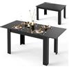 LIFEZEAL Tavolo da Pranzo Allungabile, 158x70cm per 4-8 Persone, Tavolo da Cucina, da Sala da Pranzo, Estensibile, Moderno, in Legno, Ampio Piano, Gambe a Forma di L, Montaggio Facile, Max 110kg, Nero