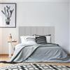 XINZI Letto imbottito Piattaforma 140x200 cm - Telaio letto imbottito con bottoni in lino, supporto per doghe in legno e testiera, letto matrimoniale moderno per adulti e ragazzi (grigio chiaro)