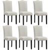 Yaheetech Set 6 Sedie da Pranzo Imbottite Tessuto Classiche Eleganti Gambe in Legno Massello per Cucina Soggiorno Portata 136 KG Beige