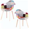 Uderkiny Sedia patchwork scandinava, Set di 2 sedie per sala da pranzo, Poltrona dal design moderno, Schienale in lino, Gambe in legno(Rosso,2)