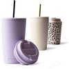 MAMEIDO Termos Caffè con cannuccia 470ml - Tazza termica, Tazze thermos acciaio inox senza BPA, prova di perdite (Lavender Haze, 0,47l)