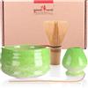 Goodwei Matcha Kit con Frusta Matcha, Ciotola Matcha e Supporto Frusta in ceramica con lo stesso design | Tazza Matcha Chawan tradizionale, 430 ml | The Matcha Set Regalo (80, Midori)