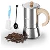 UPOHYEE Caffettiera Italiana Strada in legno 6 Tazze 300ml Applicabile a tutte le stufe Piano cottura a induzione piano cottura in ceramica fornello a induzione Moka Caffettiera
