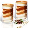 KEHTUNAHT Tazzine Caffe Vetro Doppia Parete 400ml Set da 2 Bicchieri Cappuccino Doppio Vetro con 2 Cucchiaino Tazza da Latte Macchiato Tazze Borosilicato Trasparente
