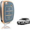 TOOMUME Cover Chiave TPU, Custodia Chiave Dimensione Piccola Adatto per Hyundai i10 i20 i30 i20n ix20 ix35 Santa Fe Tucson Elantra Accent, Copri Chiavi Guscio Chiave Auto Telecomando - Flip S Key
